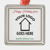 Real Estate Company Custom Logo Realtor Kerstmis Metalen Ornament (Voorkant)