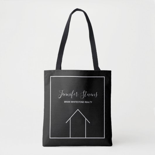 Real Estate Company Custom Modern Realtor Black Tote Bag (Voorkant)