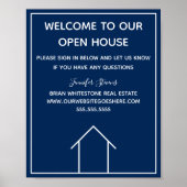 Real Estate Company Custom Navy Blue Open House Poster (Voorkant)