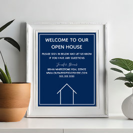 Real Estate Company Custom Navy Blue Open House Poster
