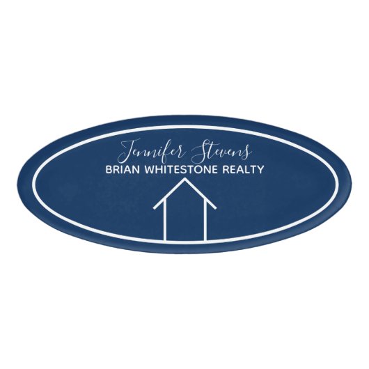 Real Estate Company Custom Navy Blue Realtor Naambadge (Voorkant)