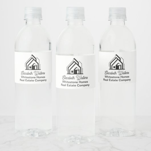 Real Estate Company Customized Realtor Logo Waterfles Etiket (Flessen)