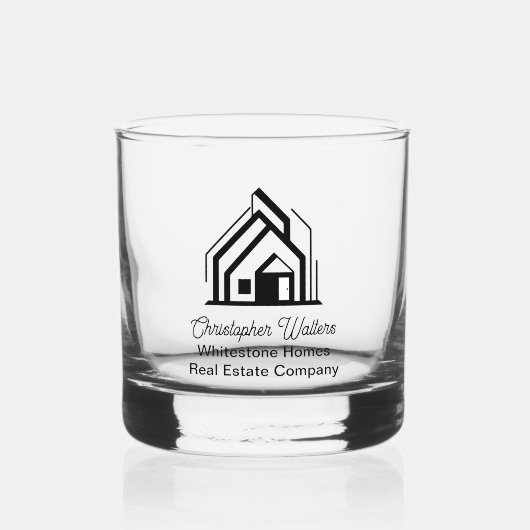 Real Estate Company Customized Realtor Logo Whisky Glas (Voorkant)