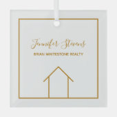 Real Estate Company Elegant Custom Gold Kerstmis Glas Ornament (Voorkant)
