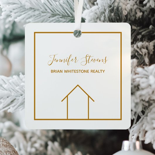 Real Estate Company Elegant Custom Gold Kerstmis Glas Ornament