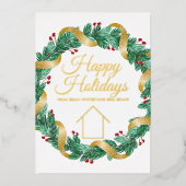 Real Estate Company Elegant Custom KerstGold Folie Feestdagenkaart (Voorkant)