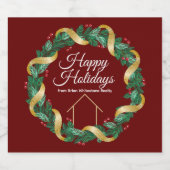 Real Estate Company Elegant Custom kerstparty Sparkling Wijnetiket (Enkel label)