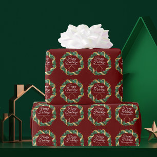 Real Estate Company Elegant Custom Red Kerstmis Cadeaupapier