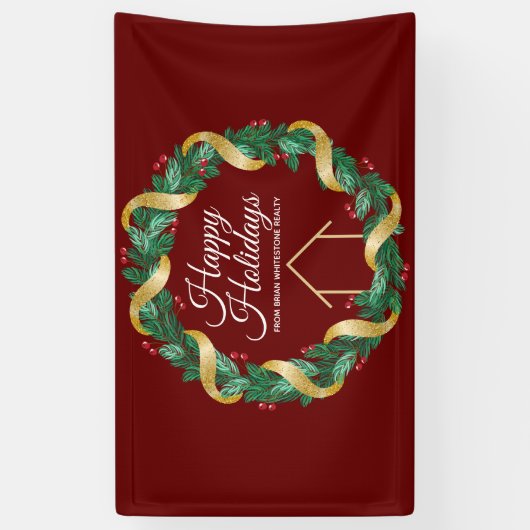 Real Estate Company Elegant Custom Red Kerstmis Spandoek (Verticaal)