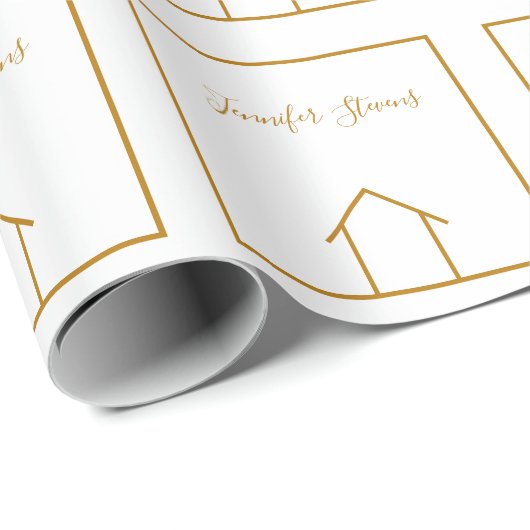 Real Estate Company Elegant Gold White Realtor Cadeaupapier (Rol Hoek)