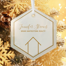Real Estate Company Elegant Personalized Realtor Glas Ornament