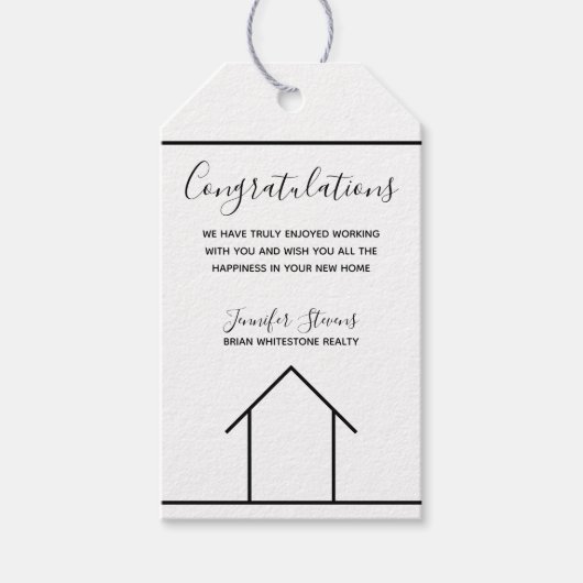 Real Estate Company Gefeliciteerd Housewarming Cadeaulabel (Voorkant)
