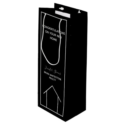 Real Estate Company Gefeliciteerd met New Home Wijn Cadeautas (Voorkant Gekanteld)