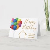 Real Estate Company Happy Birthday Balloons Custom Kaart (Voorkant)