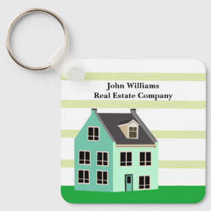 Real Estate Company House Cute Green Realtor Sleutelhanger