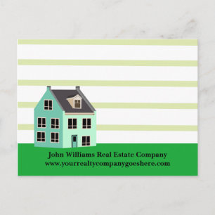 Real Estate Company House Modern Green Striped Briefkaart