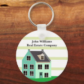 Real Estate Company House Modern Green Striped Sleutelhanger (Achterkant)