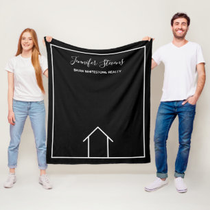 Real Estate Company House Monogram Realtor Black Fleece Deken
