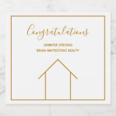 Real Estate Company Housewarming Gefeliciteerd Sparkling Wijnetiket (Enkel label)
