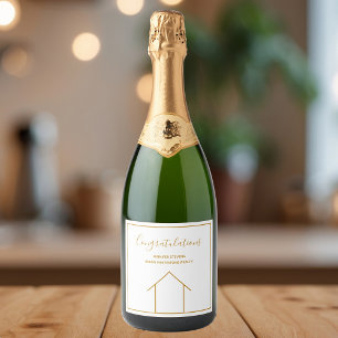 Real Estate Company Housewarming Gefeliciteerd Sparkling Wijnetiket