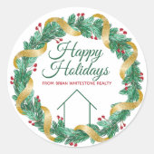 Real Estate Company kerst Elegant Custom Gift Ronde Sticker (Voorkant)