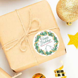 Real Estate Company kerst Elegant Custom Gift Ronde Sticker