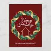 Real Estate Company kerst Elegant Custom Red Feestdagenkaart (Voorkant)