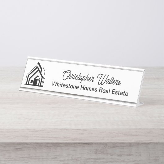 Real Estate Company Logo Customized Realtor Bureau Naambordje (Voorkant)