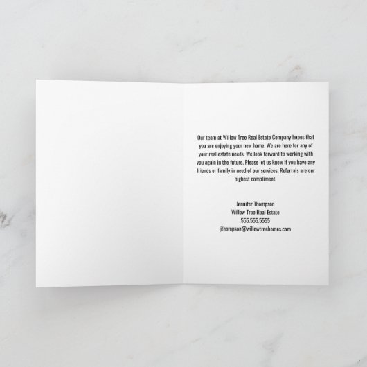 Real Estate Company Marketing Custom Chic Realtor Kaart (Binnen)