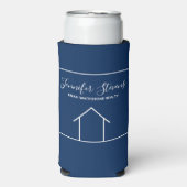 Real Estate Company Marketing Custom Navy Blue Seltzer Blikjeskoeler (Seltzer Voorkant)