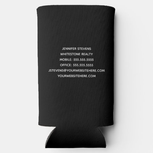 Real Estate Company Marketing Custom Realtor Black Seltzer Blikjeskoeler (Achterkant)