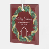 Real Estate Company Merry kerst Custom Red Glas Ornament (Voorkant links)