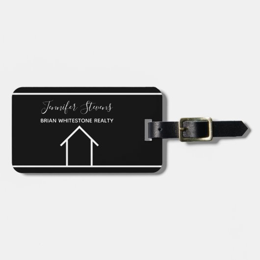 Real Estate Company Modern Black Custom Realtor Bagagelabel (Voorkant horizontaal)