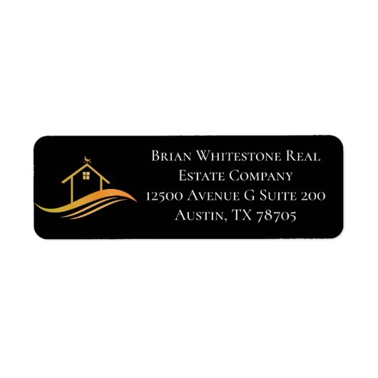 Real Estate Company Modern Black Return Address Etiket (Voorkant)