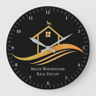 Real Estate Company Modern Chic Gold Black Kantoor Grote Klok