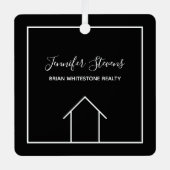 Real Estate Company Modern Custom Black Kerstmis Metalen Ornament (Voorkant)