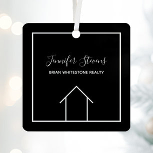 Real Estate Company Modern Custom Black Kerstmis Metalen Ornament