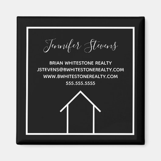 Real Estate Company Modern Custom Marketing Black Magneet (Voorkant)