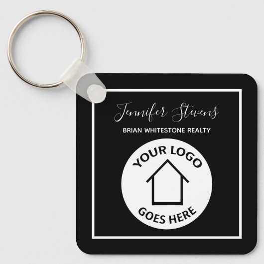 Real Estate Company Modern Logo Custom Black Sleutelhanger (Voorkant)
