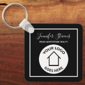 Real Estate Company Modern Logo Custom Black Sleutelhanger (Voorkant)