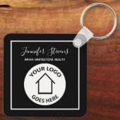 Real Estate Company Modern Logo Custom Black Sleutelhanger (Achterkant)