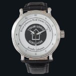Real Estate Company voegt uw aangepaste Logo toe Horloge<br><div class="desc">Deze chic custom realtor watch is gepersonaliseerd met je realiteitenbedrijf logo in het midden. Voeg uw naam en agent van uw vastgoedbedrijf toe aan dit moderne ontwerp voor een klassiek,  aangepast horlogecadeau.</div>