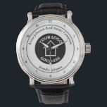Real Estate Company voegt uw aangepaste Logo toe Horloge<br><div class="desc">Deze chic custom realtor watch is gepersonaliseerd met je realiteitenbedrijf logo in het midden. Voeg uw naam en agent van uw vastgoedbedrijf toe aan dit moderne ontwerp voor een klassiek,  aangepast horlogecadeau.</div>