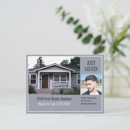Real Estate Direct Mail Grey Briefkaart (Staand voorkant)