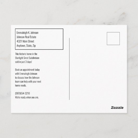 Real Estate Direct Mail Modern Blue 2 Afbeelding Briefkaart (Achterkant)