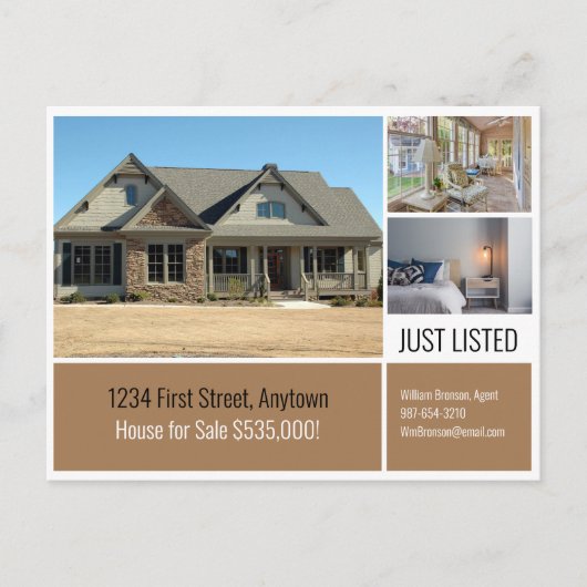 Real Estate Direct Mail Suntan Beige Briefkaart (Voorkant)