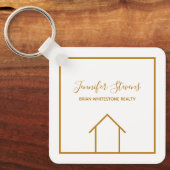 Real Estate Elegant Gold Custom Open House Realtor Sleutelhanger (Voorkant)