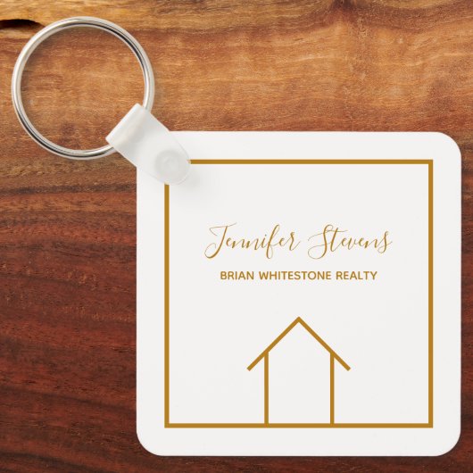 Real Estate Elegant Gold Custom Open House Realtor Sleutelhanger (Voorkant)