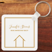 Real Estate Elegant Gold Custom Open House Realtor Sleutelhanger (Achterkant)