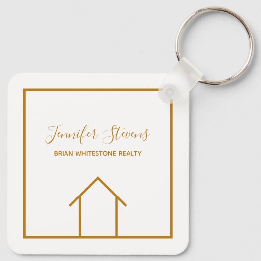 Real Estate Elegant Gold Custom Open House Realtor Sleutelhanger (Achterkant)